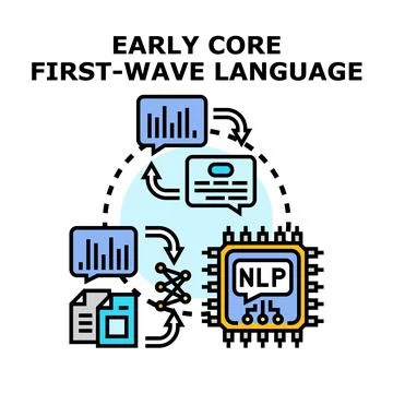 Natural language processing system analyzing data concept Stockillustratie