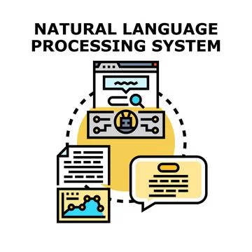Natural language processing system analyzing data Stock Illustration