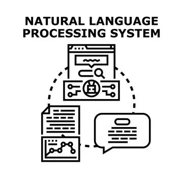Natural language processing system analyzing data Stock Illustration
