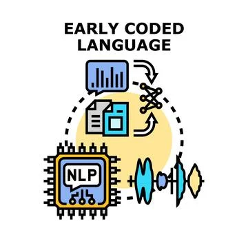 Natural language processing technology analyzing voice and text data 스톡 일러스트