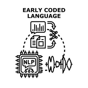 Natural language processing technology analyzing voice and text data Stockillustratie