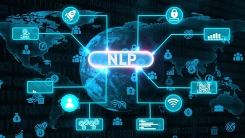 Natural language processing technology network on world map background Stock Footage 327761135