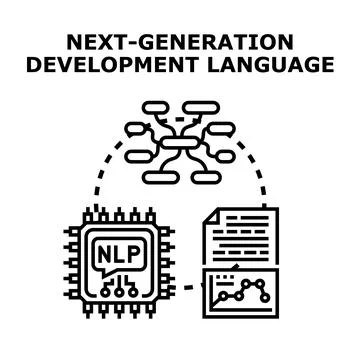 Natural language processing technology powering advanced development language Stock Illustration