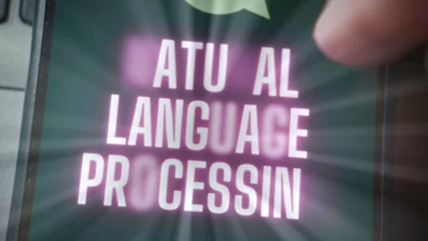 Natural Language Processing themed graphic presentation created on smartphone Stock Footage 289094287