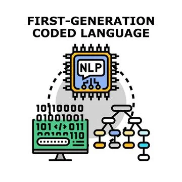 Natural language processing understanding coded language generation 库存插图