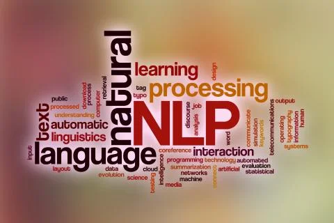 Natural language processing word cloud with abstract background Stock Illustration
