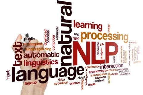 Natural language processing word cloud Foto stock