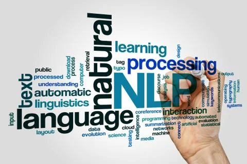 Natural language processing word cloud Foto stock