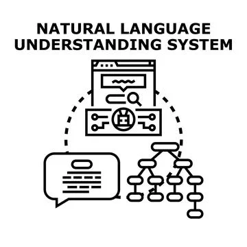 Natural language understanding system processing information Stock Illustration