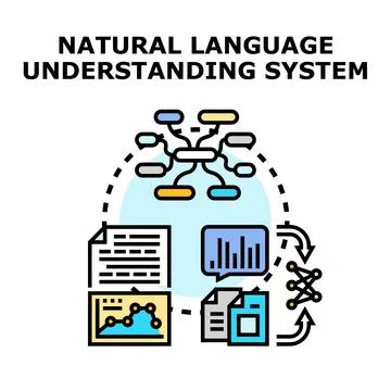 Natural language understanding system processing text data Stock Illustration