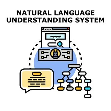 Natural language understanding system processing information Stock Illustration