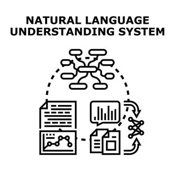 Natural language understanding system processing text data Stock Illustration