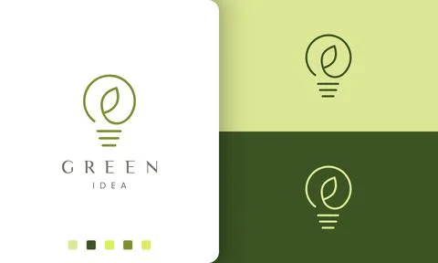 Natural leaf bulb logo in simple and modern style Stock Illustration