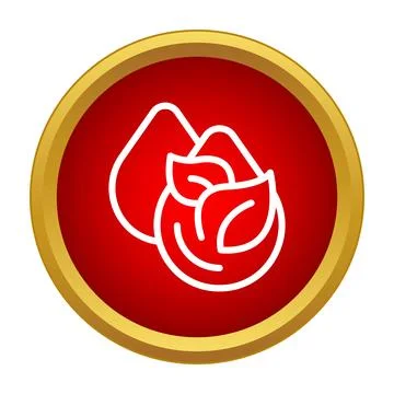 Natural leaf water drop icon in red circle Stock Illustration
