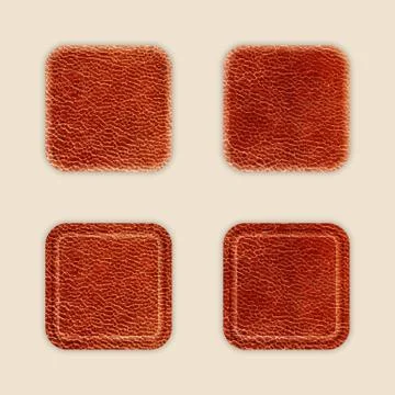 Natural leather app icon template set. vector Stock Illustration