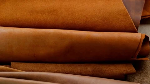Natural leather texture in brown warm tones Stock Footage 158101922