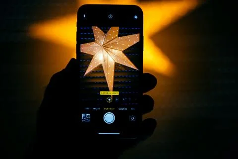 Natural light setting for the portrait mode in the new Apple iPh Stock Photos