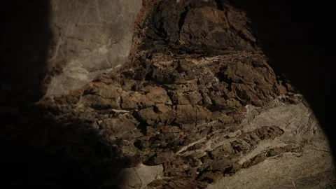 Natural limestone cave texture with stalactites and stalagmites in darkness. Stock Footage 321702746