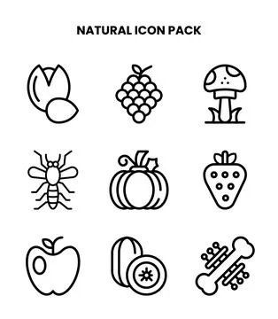 Natural Line Set Icons Pack Ilustração Stock