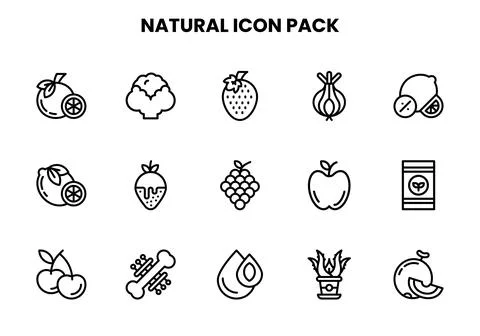 Natural Line Vector Icons Pack Stock Illustration