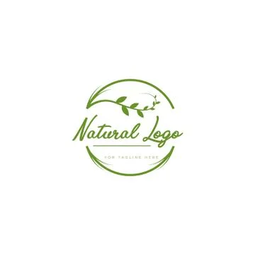 Natural logo design with leaf modern style typography circle Stock-Illustration