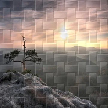 Natural marble background. Landscape transformed into stains. Illustrazione stock