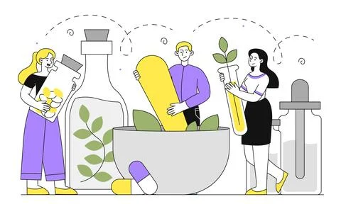 Natural medicines vector linear イラスト素材