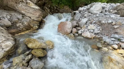 Natural Mountain Stream Flowing Over Rocks Stock Footage 278992449