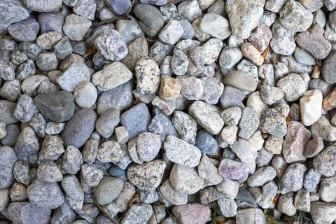 Natural Multi Colored River Rocks and Stones Top Down View. Stock Photos