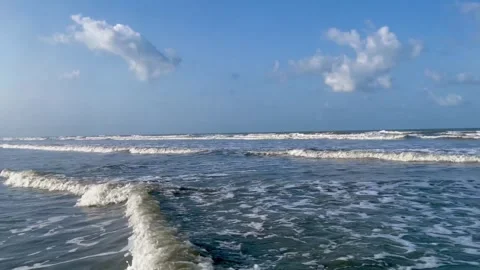 Natural Ocean Wave Motion on Sandy Beach in Bay of Bengal. Stock Footage 334163232