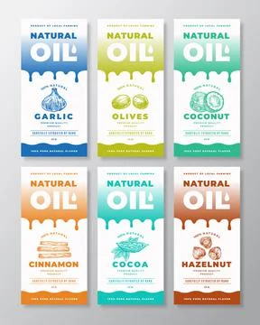 Natural Oil Abstract Vector Packaging Designs or Label Templates Collection Stock-Illustration