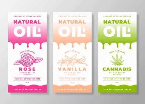 Natural Oil Abstract Vector Packaging Designs or Label Templates Collection Stock Illustration