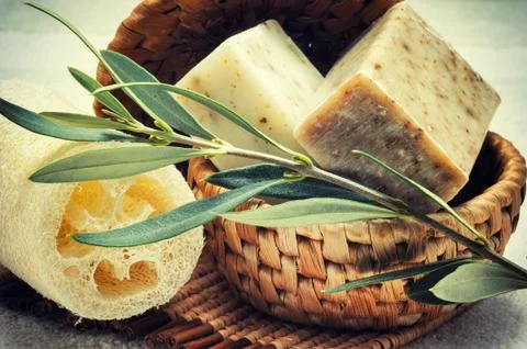 Natural olive soap Stock Photos