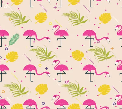 Natural pattern leaf bird icons multicolored repeating design Stock Illustration
