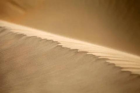 Natural pattern of the sand dune in the desert in Dubai. Closeup macro tex... Stock Photos