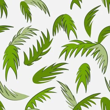 Natural pattern. Seamless vector pattern with green palm leaves on a light Stock Illustration