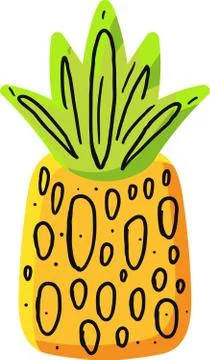 Natural pineapple hand drawn vector illustration Stock Illustration