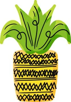 Natural pineapple hand drawn vector illustration 库存插图
