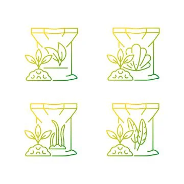 Natural plant meal gradient linear vector icons set Stock Illustration