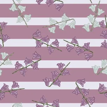 Natural plants seamless pattern with random creative bell flowers elements pr イラスト素材