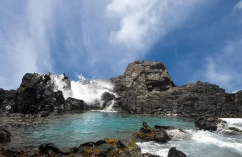 The natural pool in aruba Stock Photos