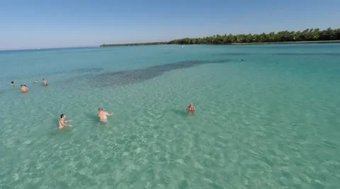 Natural Pool - model with the starfish - DOMINICAN REPUBLIC - Saona Stock Footage 59556743