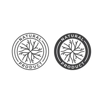Natural product label. Vector icon template Stock Illustration