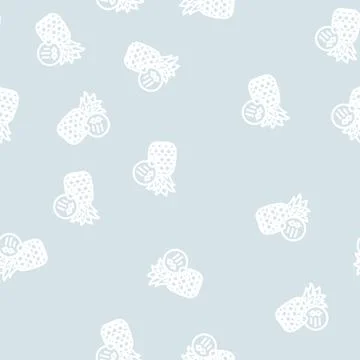 Natural product pineapple line vector seamless pattern Stock Illustration