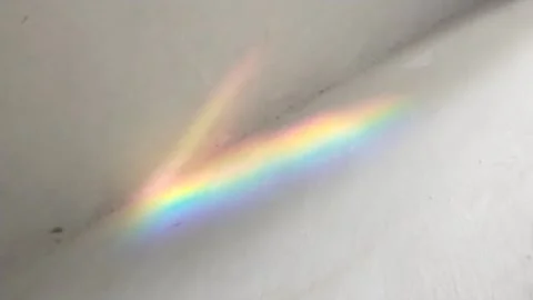 Natural rainbow on the wall in the house. Refraction of light. Stock Footage 253046714