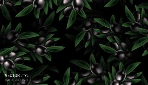 Natural Realistic pattern background with olive and leaves vector design Colo Stock Illustration