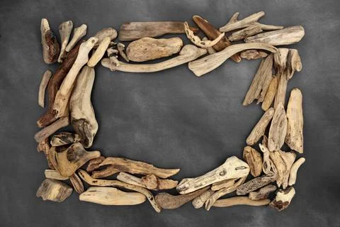Natural Rectangular Driftwood Frame Stock Photos