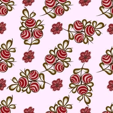 Natural red berries seamless pattern background Stock Illustration