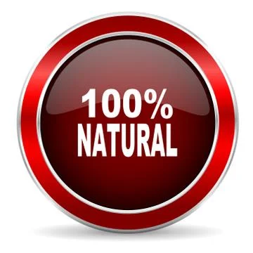 Natural red circle glossy web icon, round button with metallic border Stock Illustration