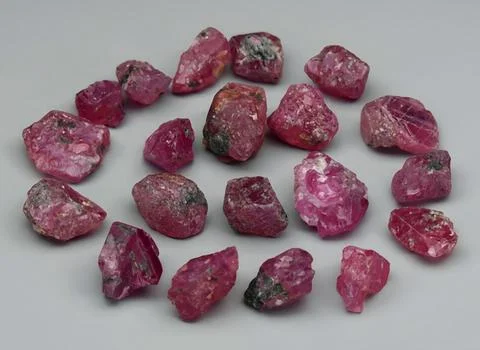 Natural red ruby rough gem on the background Stock Photos